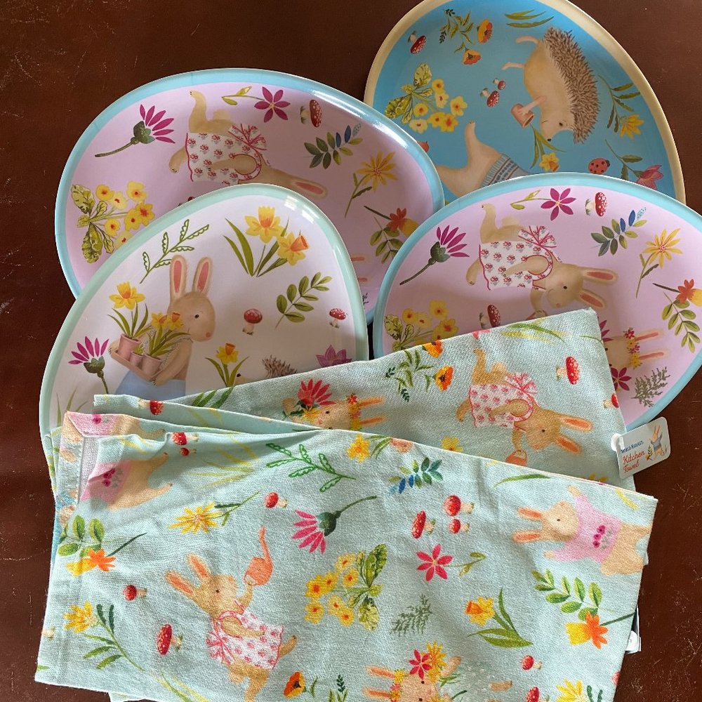 Easter Linens and Melamine Snack Plates